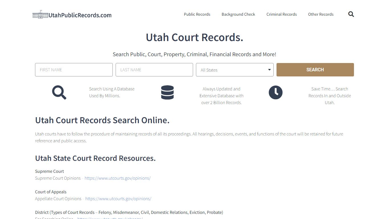 Utah Court Records: UtahPublicRecords.com