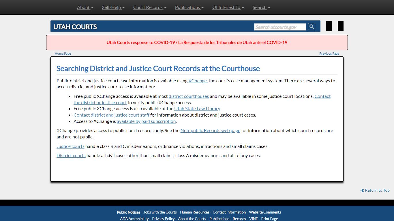 Searching District and Justice Court Records at the Courthouse - Utah ...